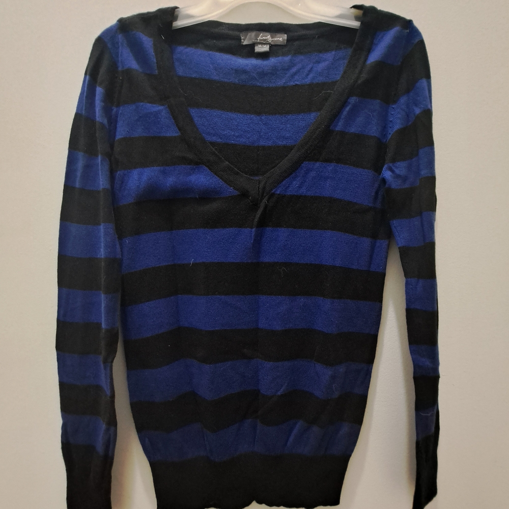 Striped Black and Blue Women's Sweater